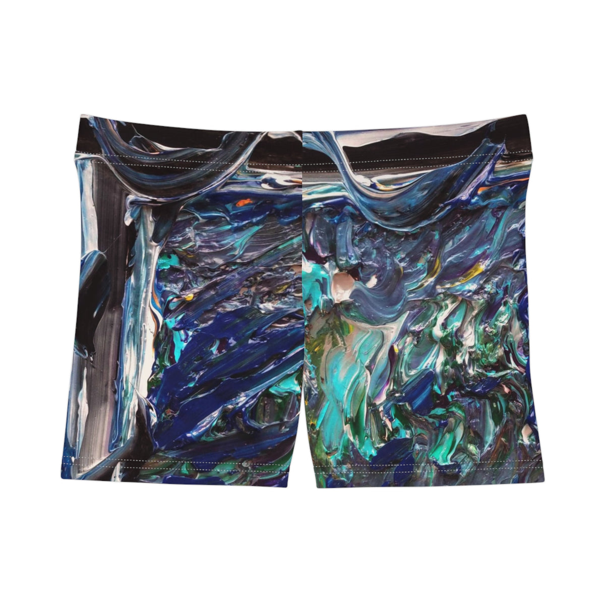 Abstract Ocean Brushstroke Shorts — Women's Art Print Athletic Shorts