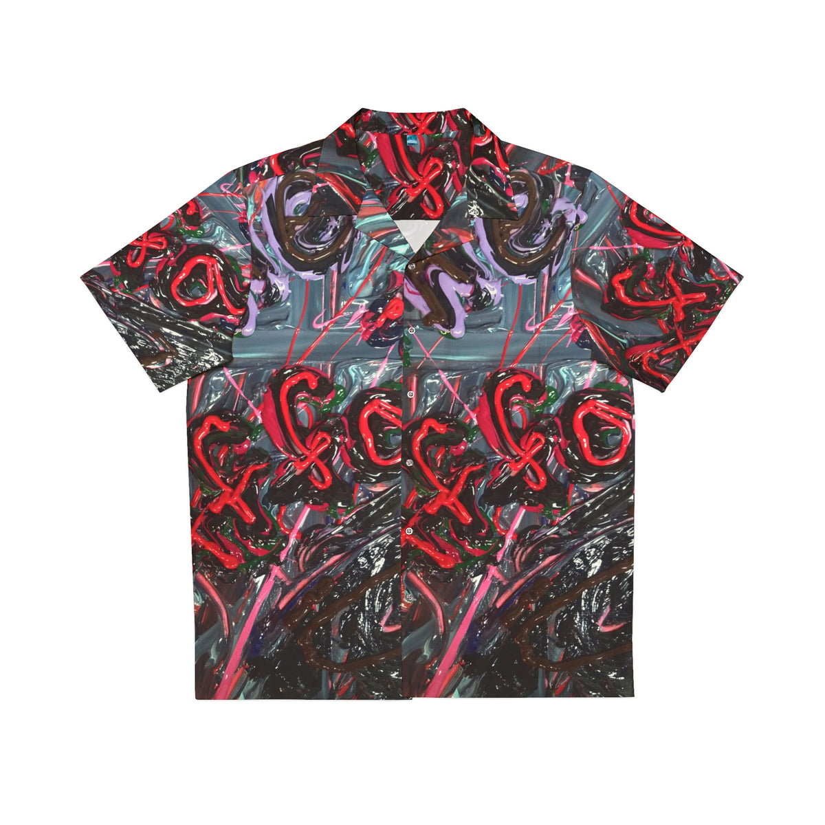 Abstract XO Pattern Hawaiian Shirt - Red & Black All-Over Print