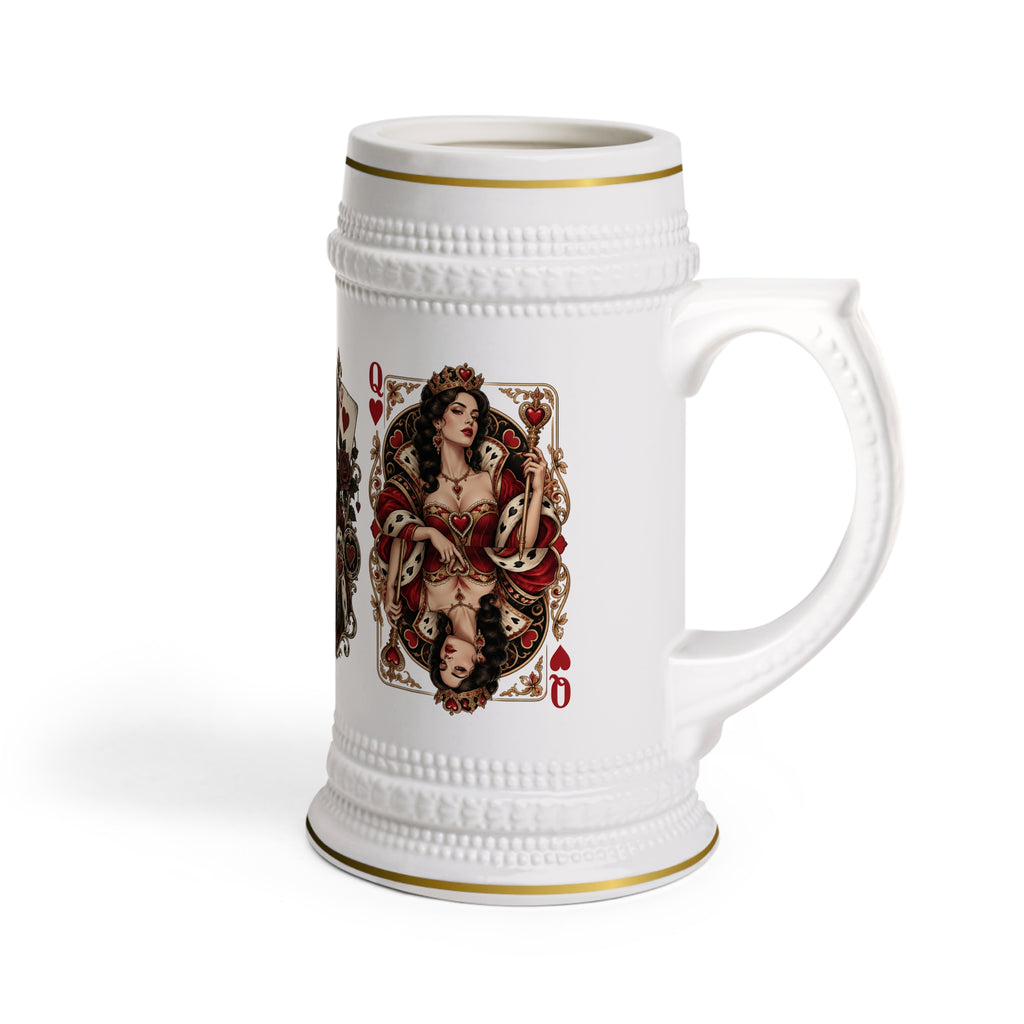 Queen of Hearts Playing Card Beer Stein Mug
