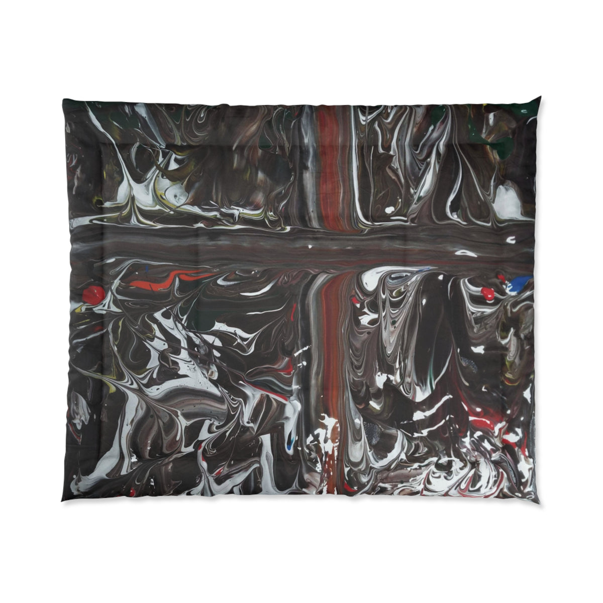 Abstract Noir Swirl Comforter — Dark Marbleized Bedding