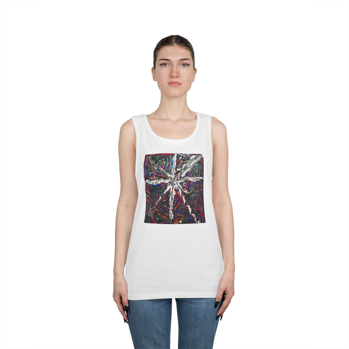 Abstract Starburst Tank Top — Colorful Modern Art Graphic Tank