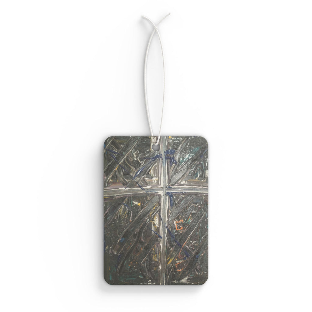 Cross Textured Car Air Freshener — Metallic Abstract Design