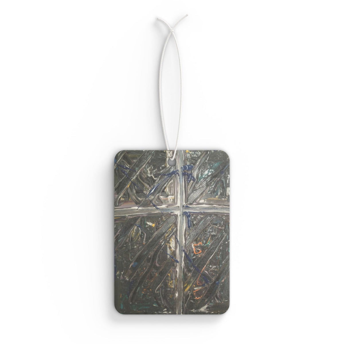 Cross Textured Car Air Freshener — Metallic Abstract Design