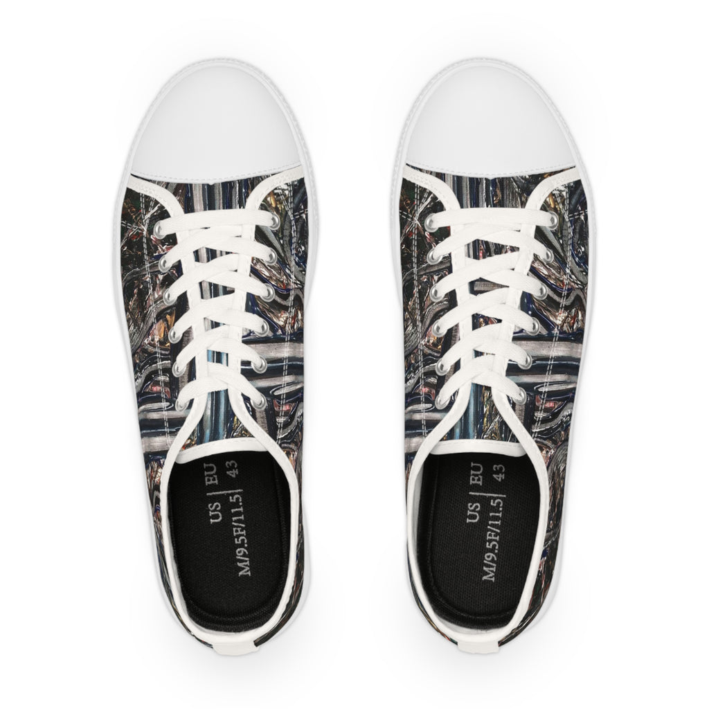Low Top Sneakers — Dark Abstract Stripes Casual Shoes