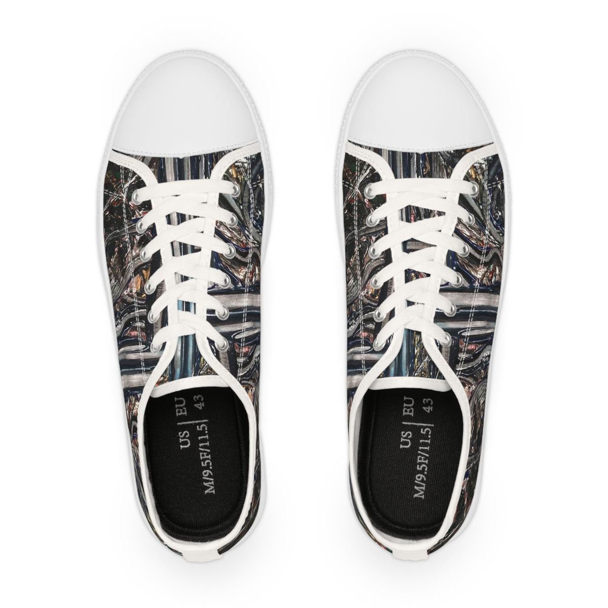 Low Top Sneakers — Dark Abstract Stripes Casual Shoes