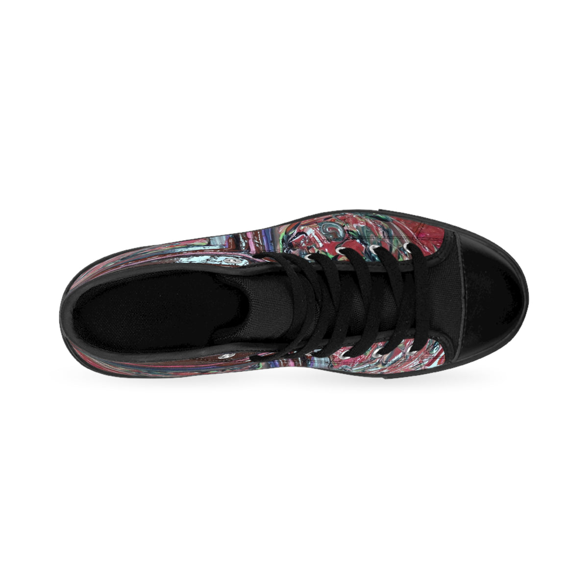 Abstract Red Frame High-Top Sneakers — Men's Classic Canvas Shoes