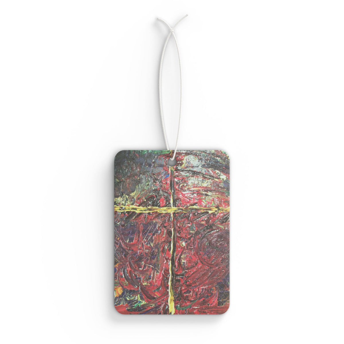 Abstract Red Cross Car Air Freshener — Artistic Scent Tag for Cars