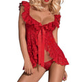 Plus Size Lace Lingerie Set with Sheer Nightgown JahSonFire