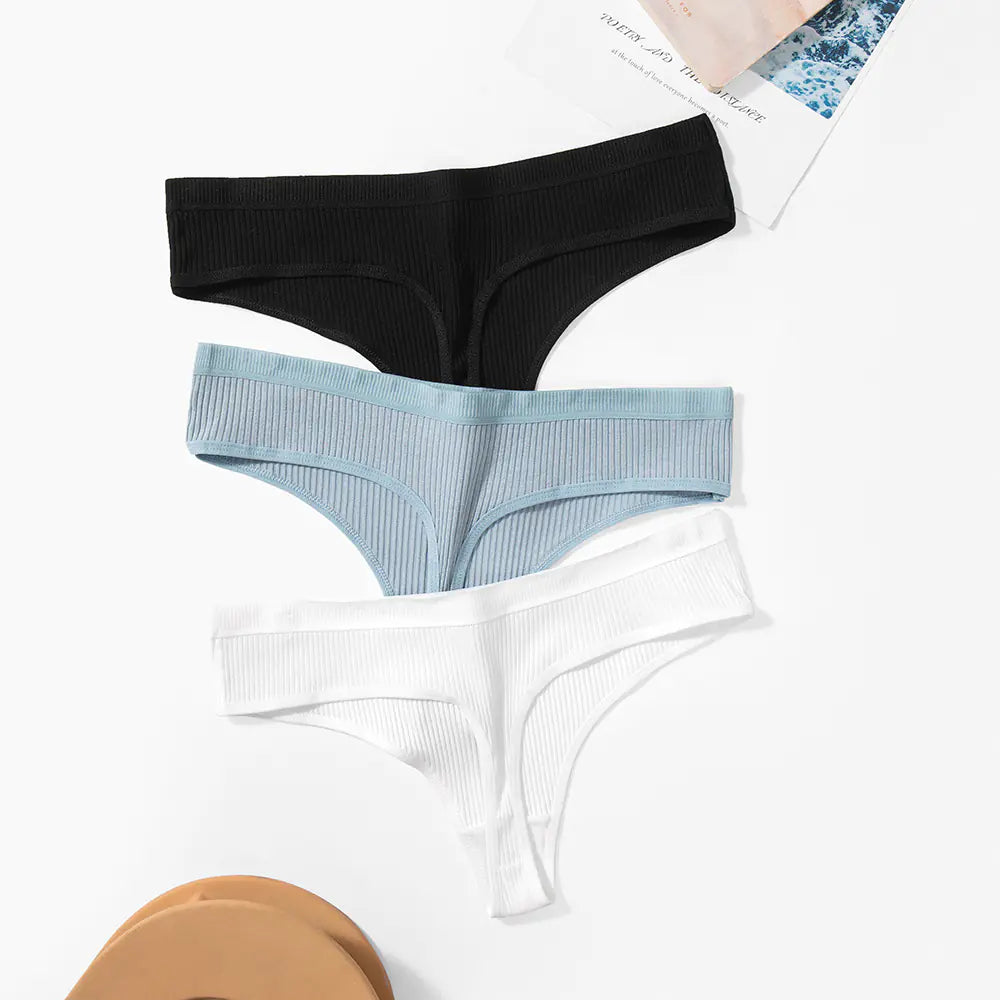 Trendy Solid Color Breathable Low Waist Women's Thongs JahSonFire