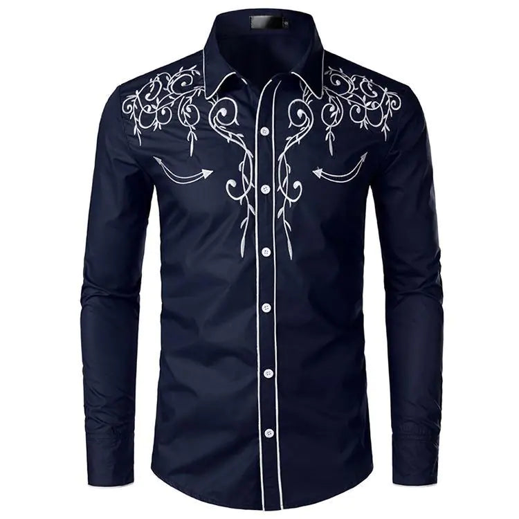 Men's Embroidered Western Style Shirt JahSonFire