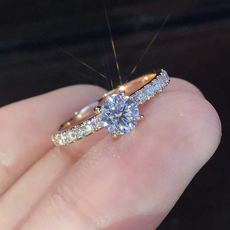Minimalist Electroplated Diamond Simulated Wedding Rings JahSonFire