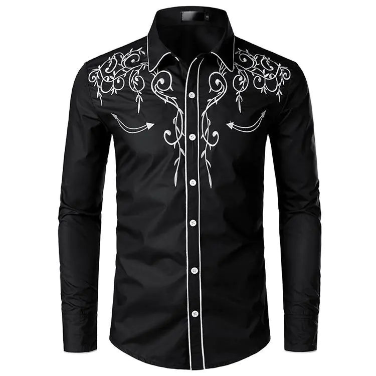 Men's Embroidered Western Style Shirt JahSonFire