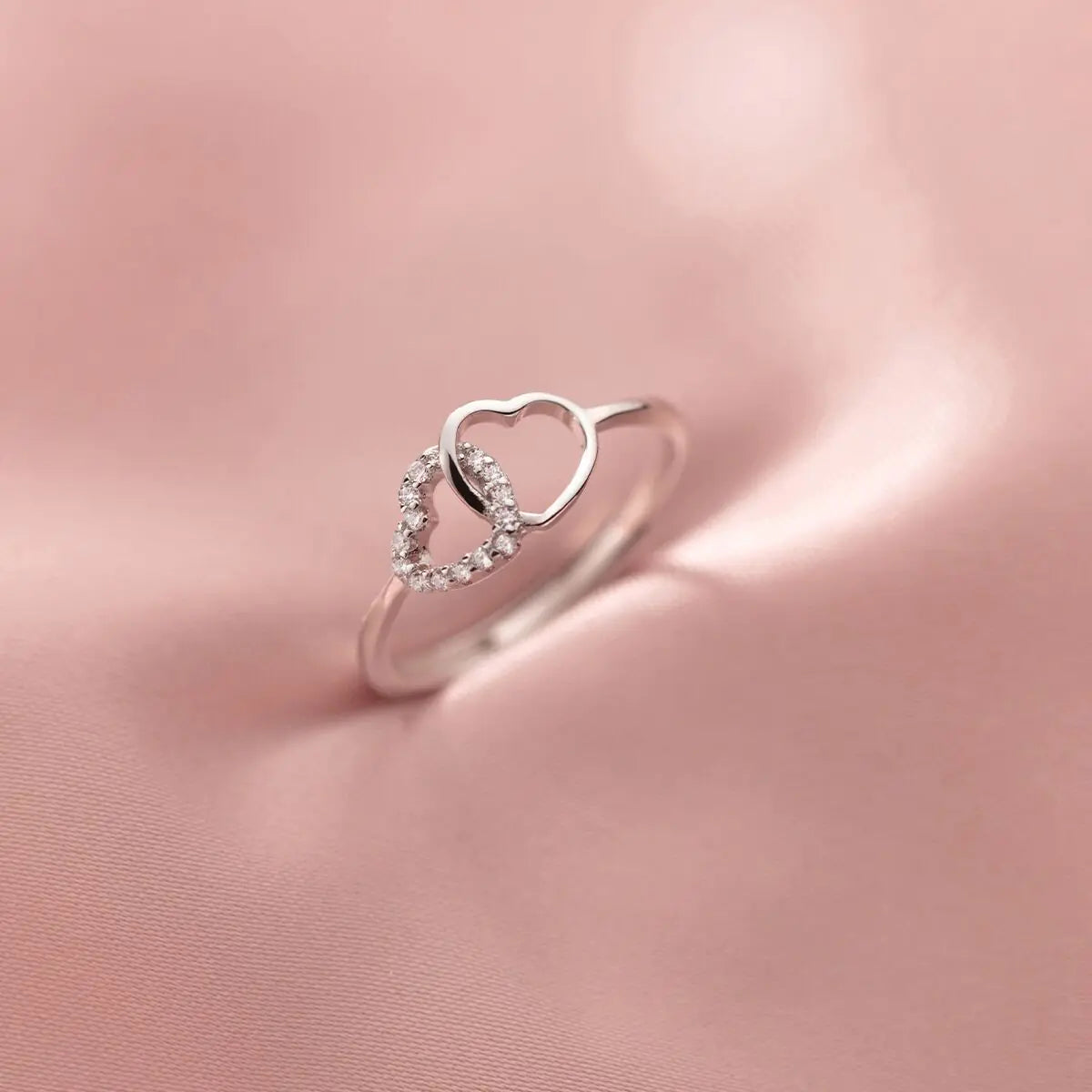 Diamond Studded Hollow Women's Love Rings Pair JahSonFire