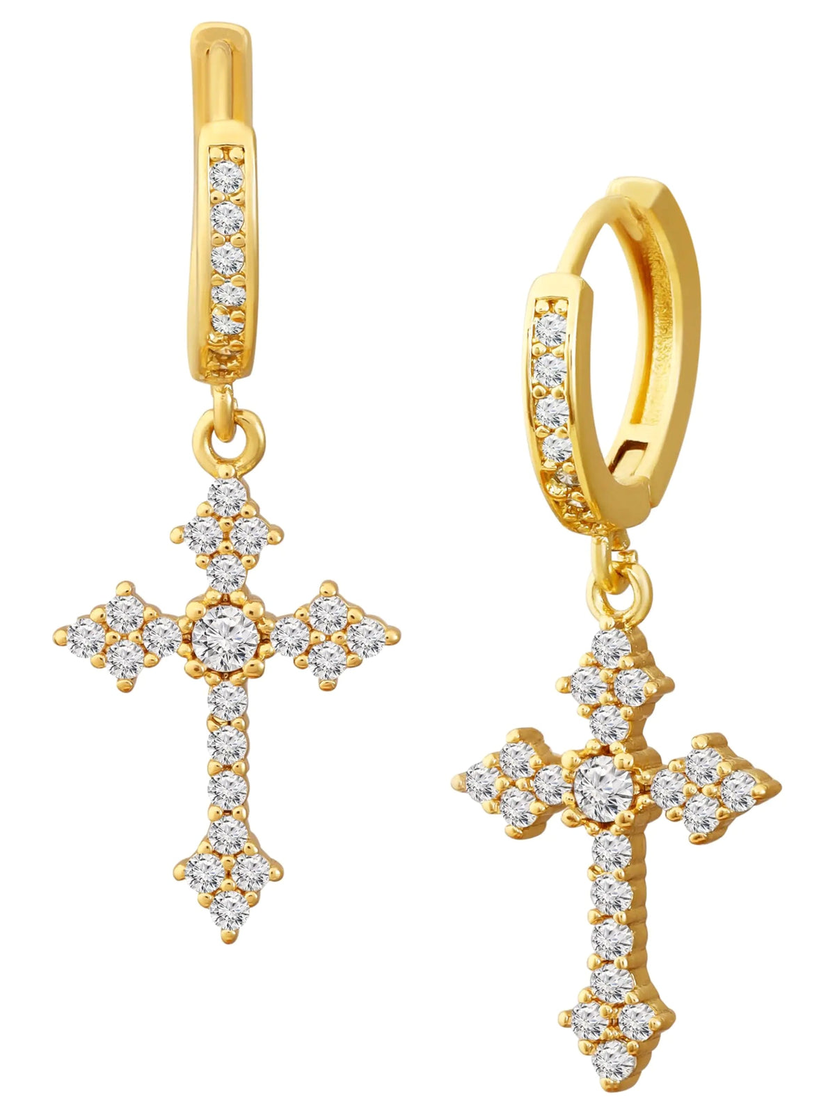 Sacina Gold-tone Rhinestone Cross Hoop Earrings Cross Earrings for Women Rhinestone Earrings Gothic Earrings Y2k Earrings Christmas Jewelry Gift for Women JahSonFire