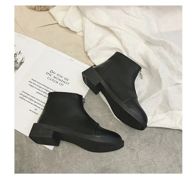 Front-Zipper Short Boots, Martin Boots JahSonFire