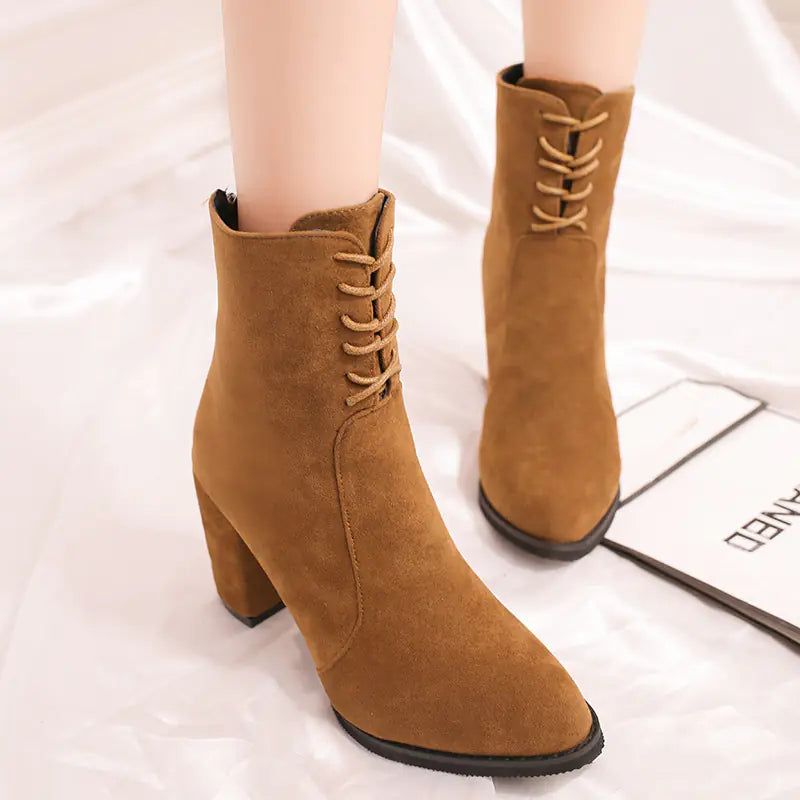 Martin Boots, Mid-Calf Boots, Chunky Heeled Short Boots JahSonFire