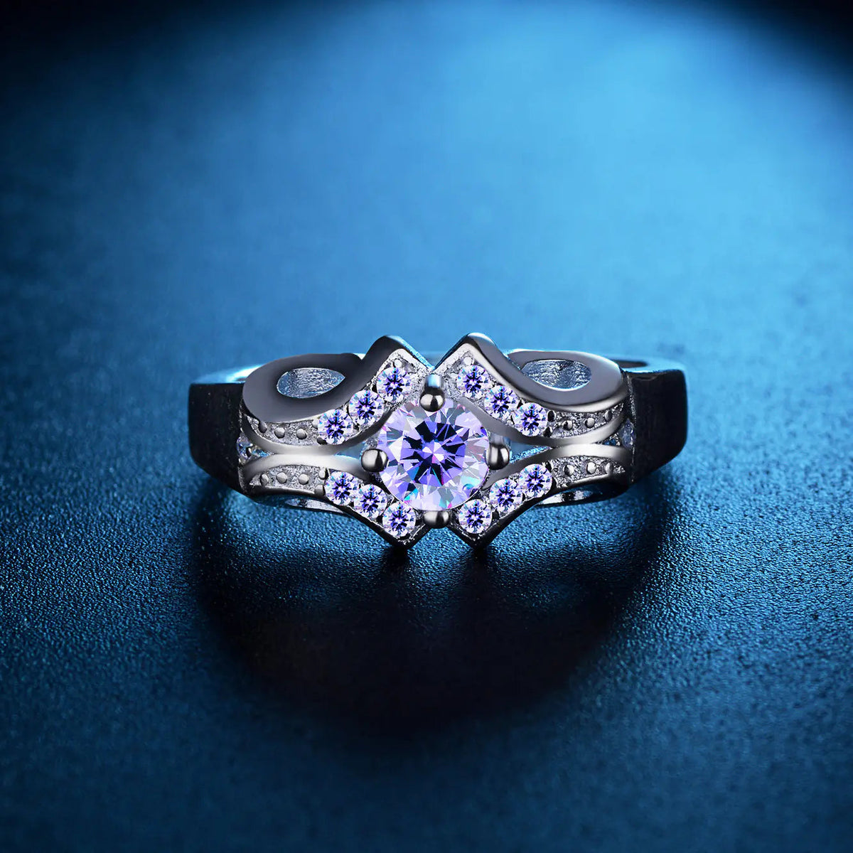 Zirconia Couple Rings with Purple Diamond Detail JahSonFire
