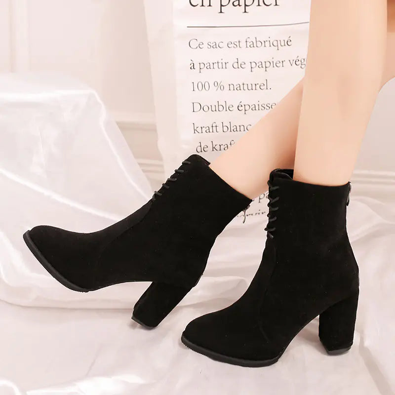 Martin Boots, Mid-Calf Boots, Chunky Heeled Short Boots JahSonFire