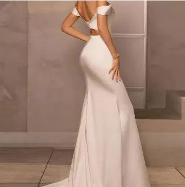 Ivory Satin Mermaid Wedding Dress JahSonFire