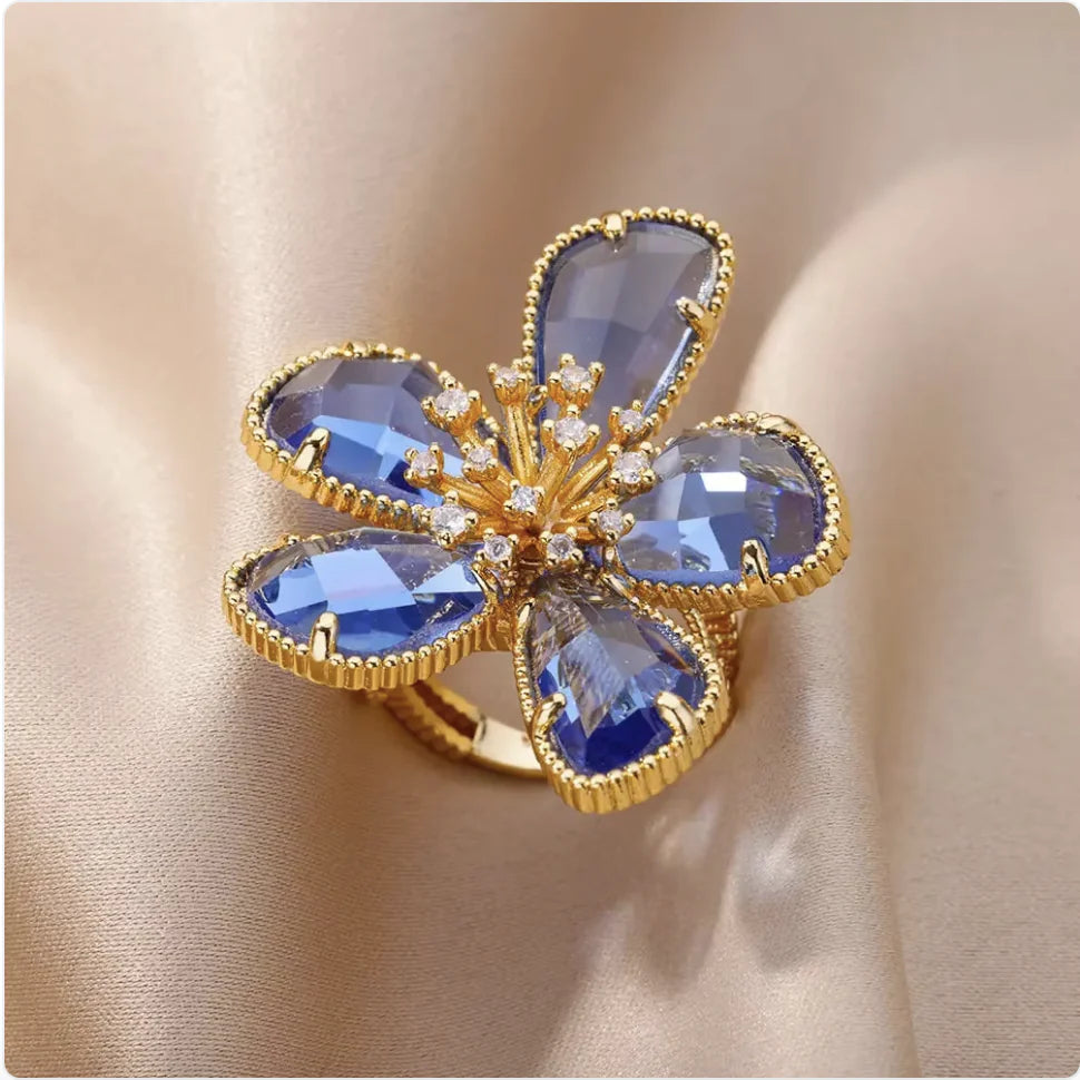 Copper Flower Zircon Diamond Ring JahSonFire