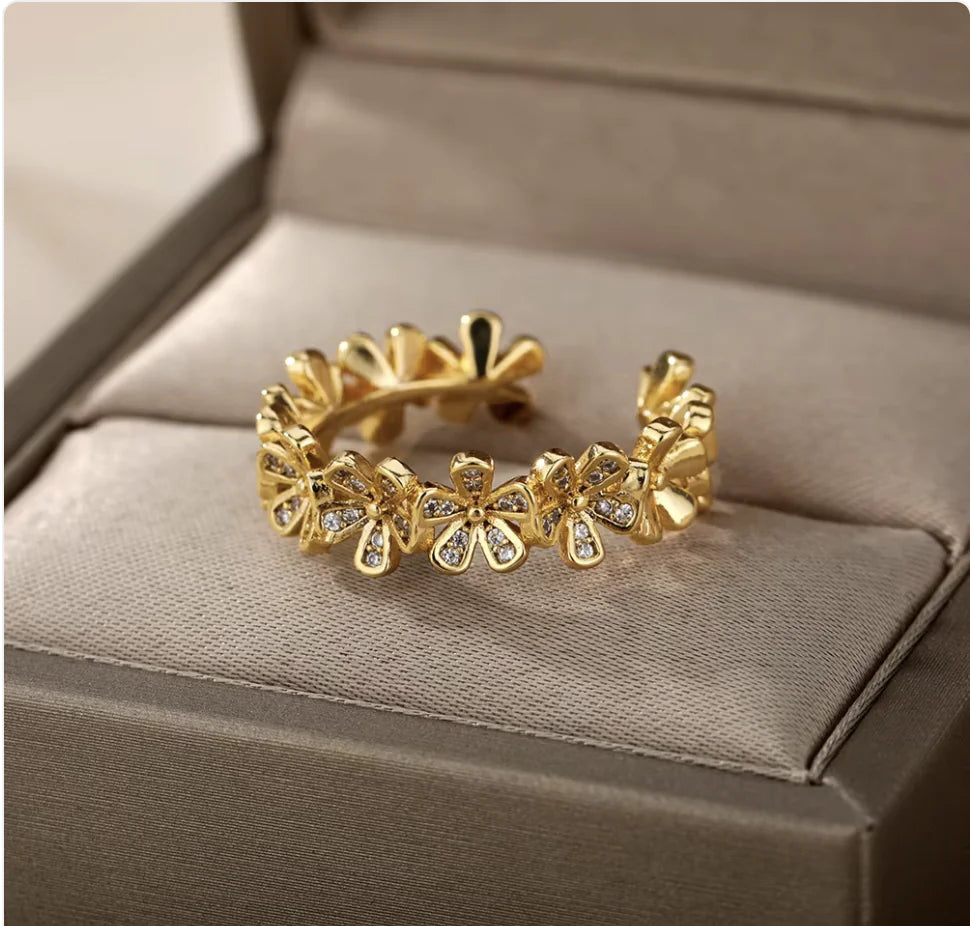 Copper Flower Zircon Diamond Ring JahSonFire