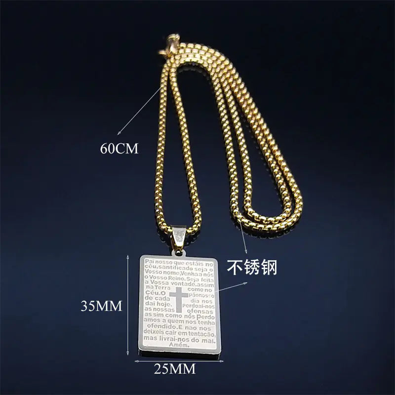 Stainless Steel Bible Prayer Necklace for Men JahSonFire