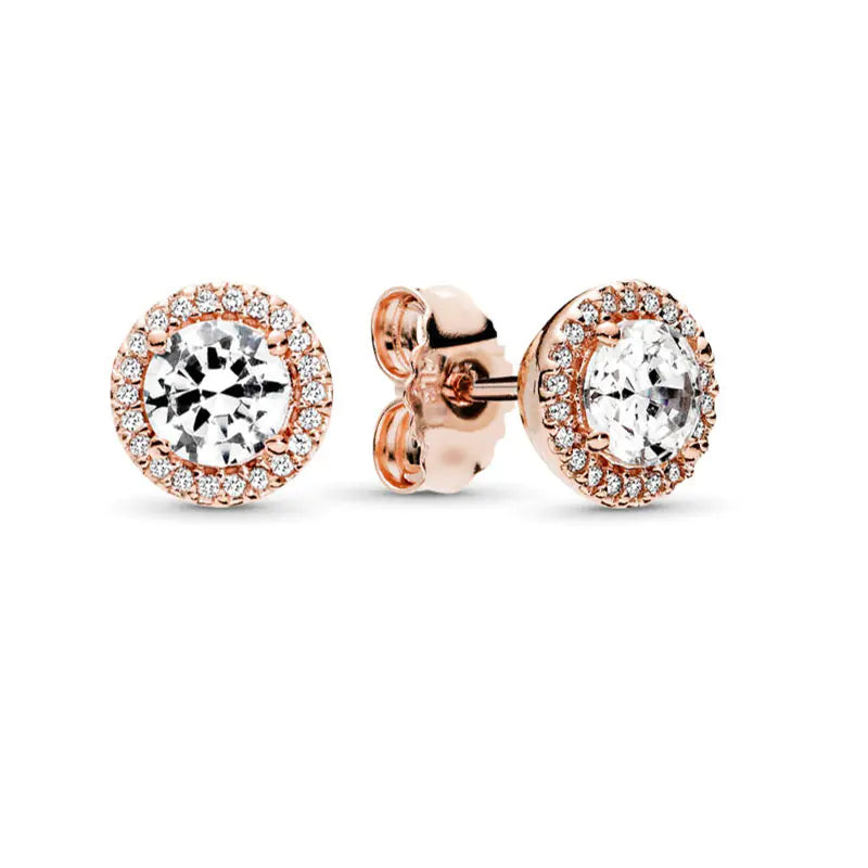 Allergy-Free Gold-Plated Zircon & White Diamond Earrings JahSonFire