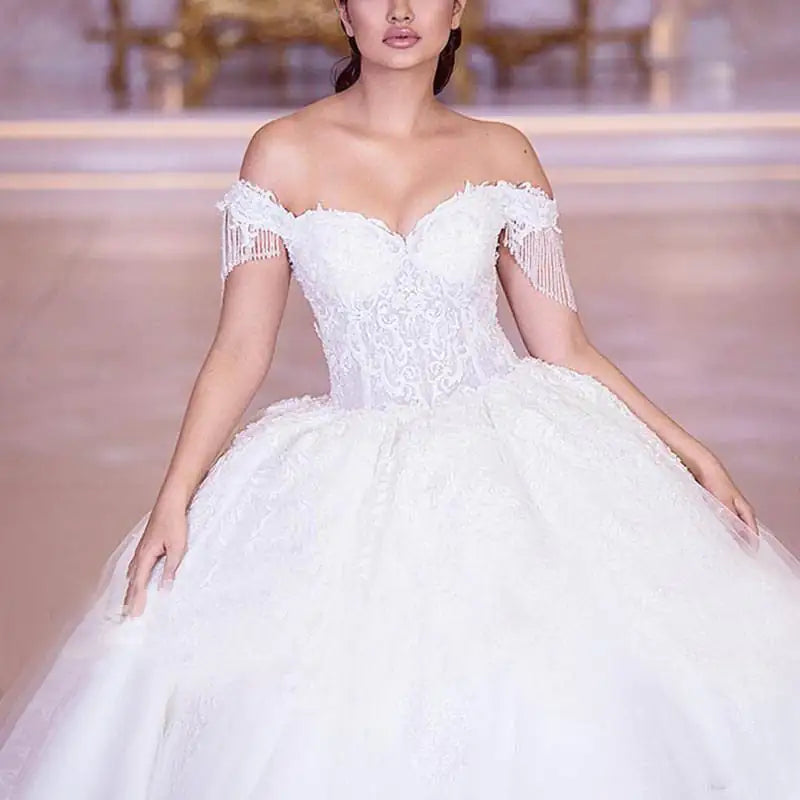 Off-Shoulder Lace Elegant Wedding Dress JahSonFire