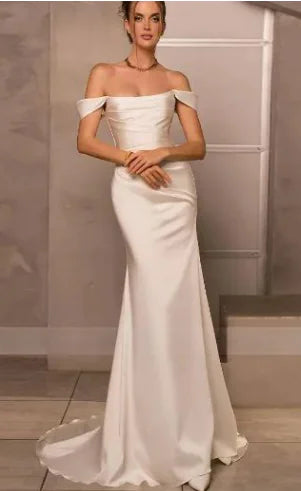 Ivory Satin Mermaid Wedding Dress JahSonFire