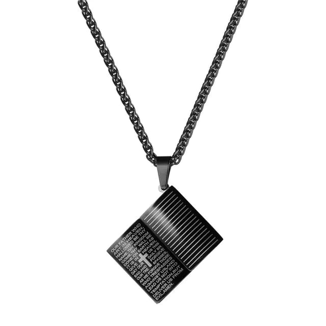 Jesus Blue Holy Bible Pendant Necklace in Stainless Steel JahSonFire