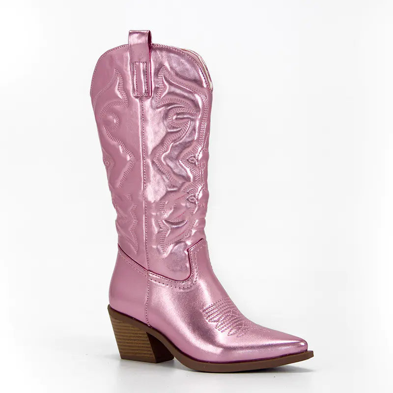 Vintage Women's Chunky Heel High Cowboy Boots JahSonFire