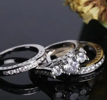 Diamond Ring Set with Three-in-One Zirconia Rings JahSonFire