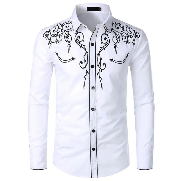 Men's Embroidered Western Style Shirt JahSonFire