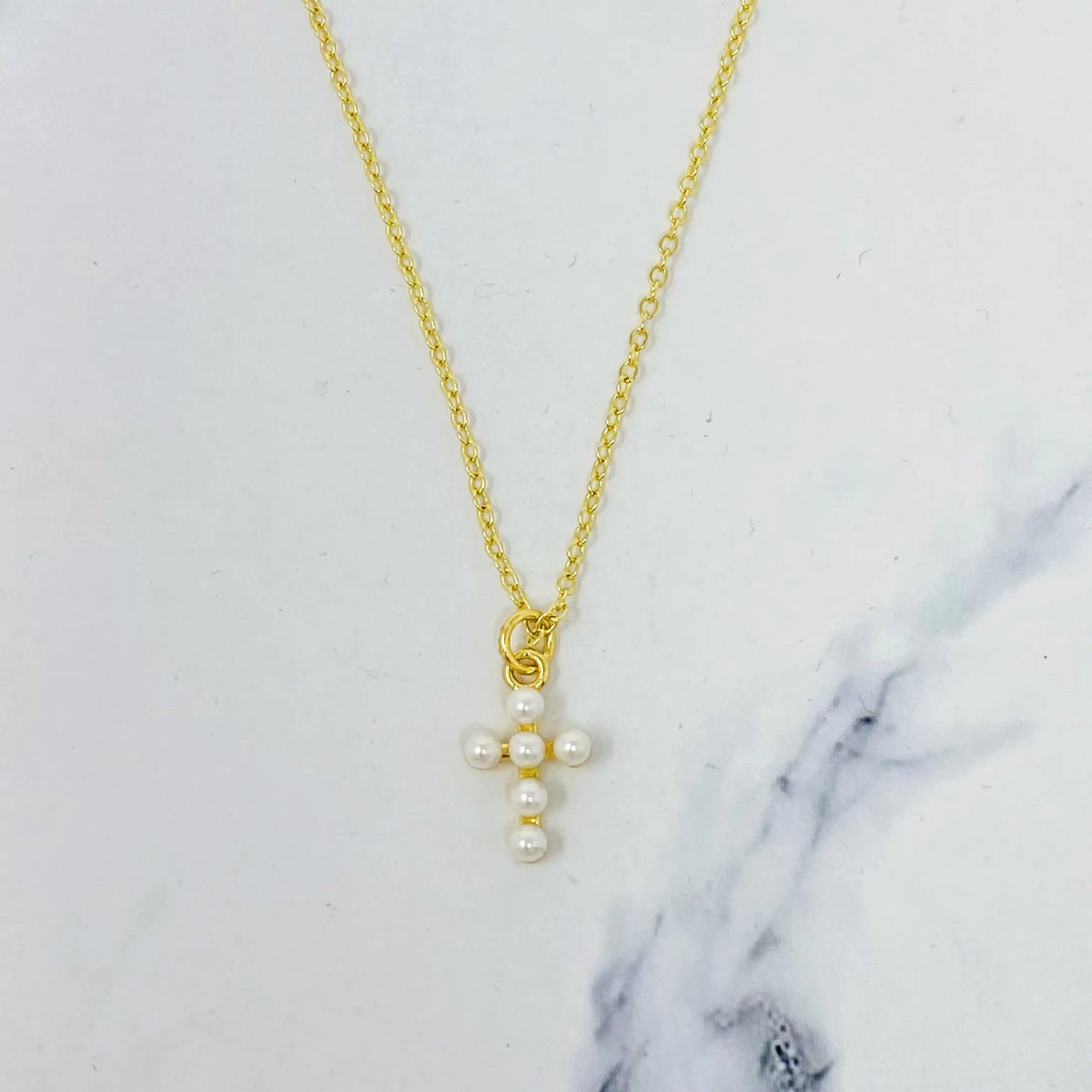 Shell Pearl Cross Necklace JahSonFire
