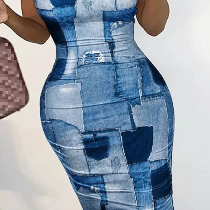 Comfortable Slim Fit Women's Multicolor Grid Dresses JahSonFire