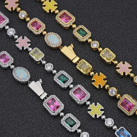 Gold-Plated Hip-Hop Gemstone Necklace JahSonFire