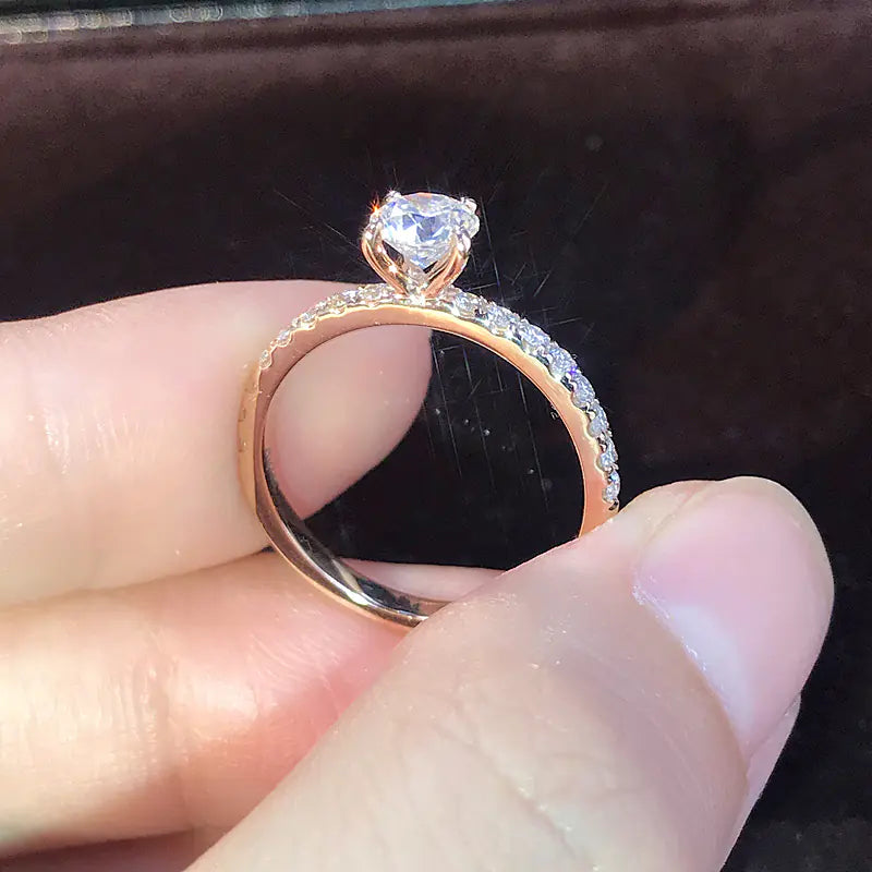 Minimalist Electroplated Diamond Simulated Wedding Rings JahSonFire
