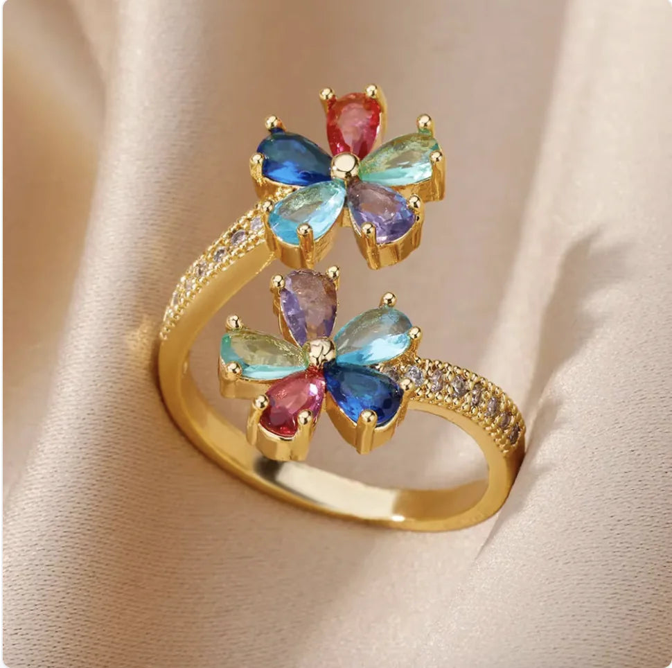 Copper Flower Zircon Diamond Ring JahSonFire