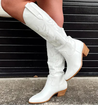 Women's Cowboy Boots - 2024 New White Knee-High Style JahSonFire