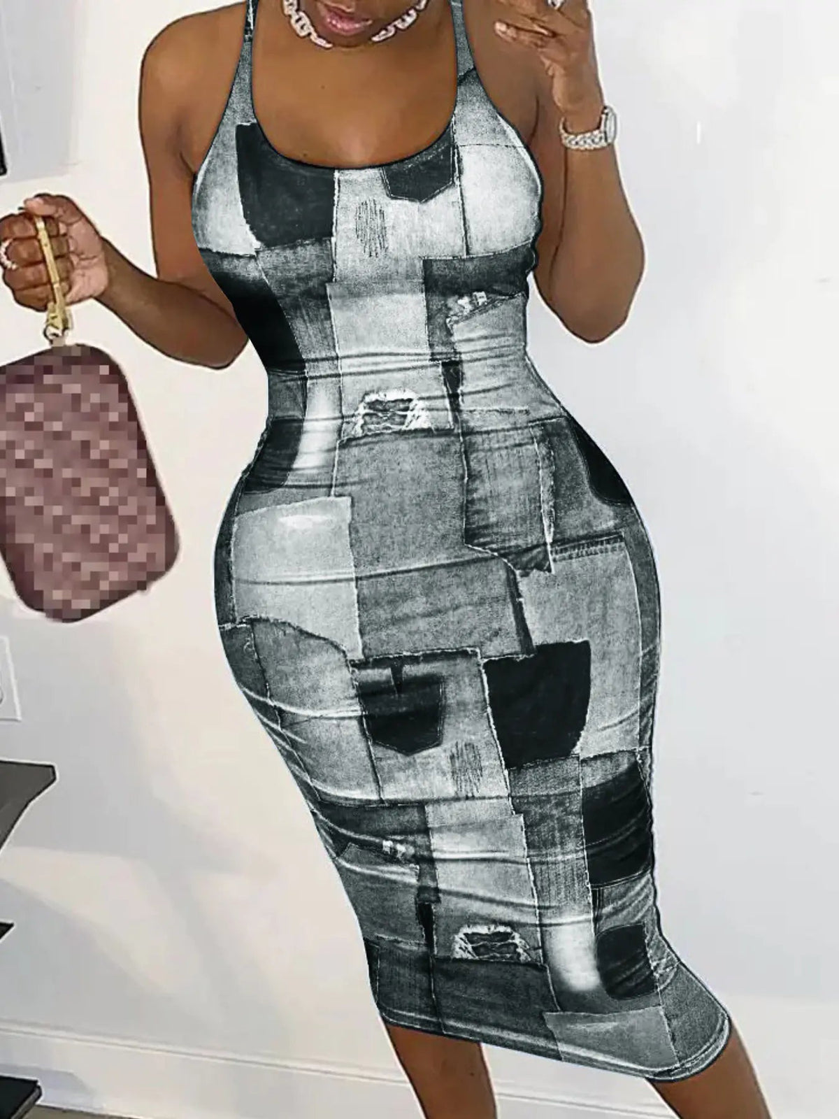 Comfortable Slim Fit Women's Multicolor Grid Dresses JahSonFire
