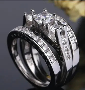 Diamond Ring Set with Three-in-One Zirconia Rings JahSonFire