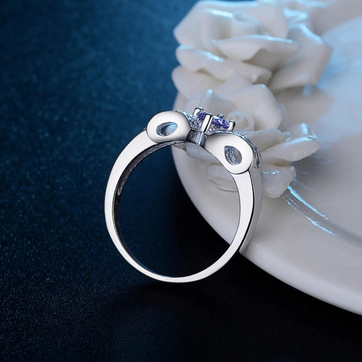 Zirconia Couple Rings with Purple Diamond Detail JahSonFire