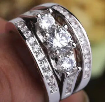 Diamond Ring Set with Three-in-One Zirconia Rings JahSonFire