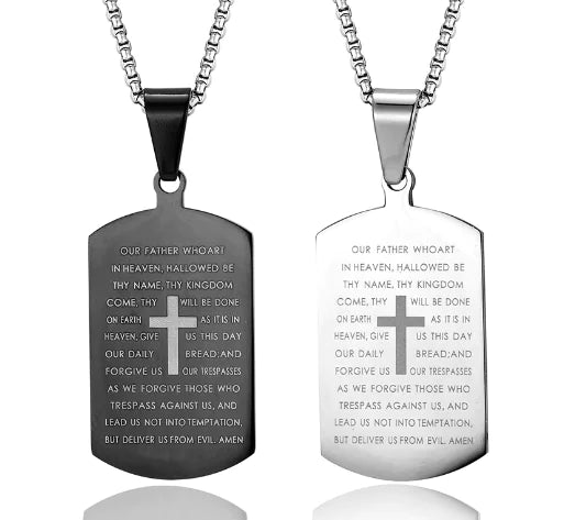 Couple's Cross Necklace with Bible Design JahSonFire