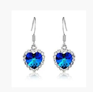 Ocean Heart Crystal Earrings, Crystal Earrings JahSonFire