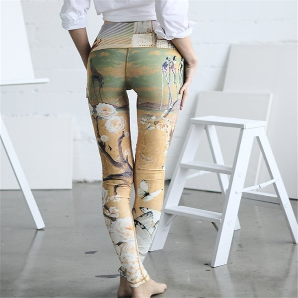 Printed Elastic Yoga Pants for Fitness and Exercise