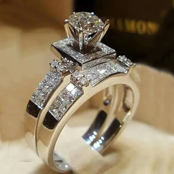 Fashionable Eight Hearts and Arrows Wedding Rings Set JahSonFire