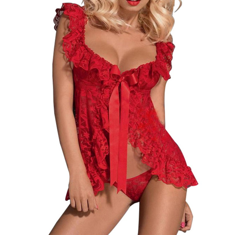 Plus Size Lace Lingerie Set with Sheer Nightgown JahSonFire