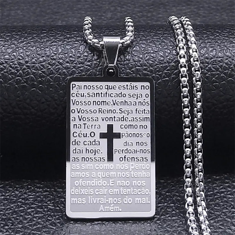 Stainless Steel Bible Prayer Necklace for Men JahSonFire