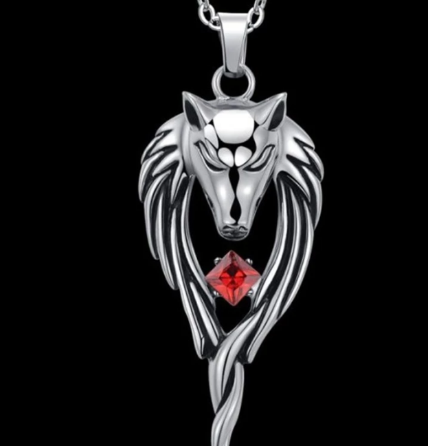 Titanium Steel Wolf Head Pendant Necklace for Men
